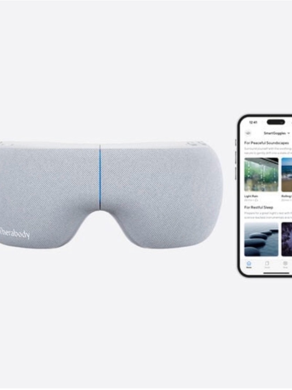 Therabody SmartGoggles Eye Massager - Light Gray Fabric
